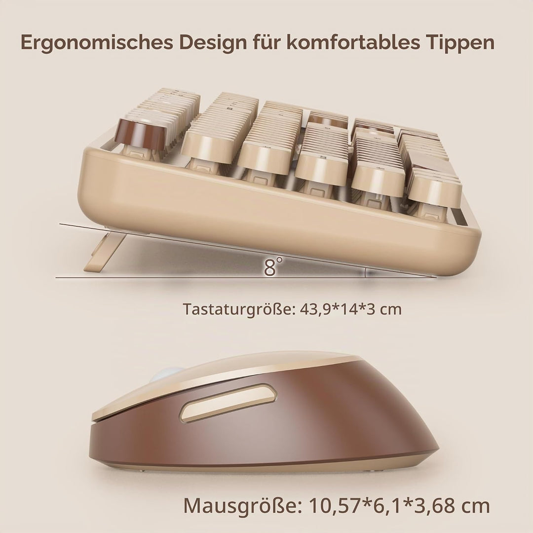 SbocKeeb Kabellose Tastatur und Maus, 104 Schreibmaschinen Tastatur in Voller Grösse mit Nummernbloc
