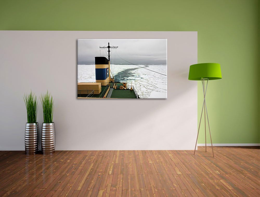 Pixxprint riesiges Schiff in Eisdecke 100x70cm Leinwandbild Wandbild Kunstdruck 100x70 cm, 100x70 cm