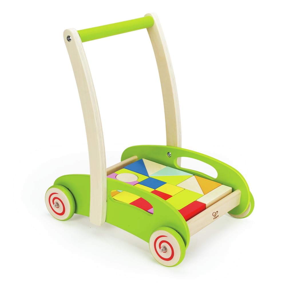 Hape E0371 Block and Roll - Wooden Block Activity Push Along Toy