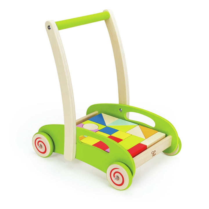 Hape E0371 Block and Roll - Wooden Block Activity Push Along Toy