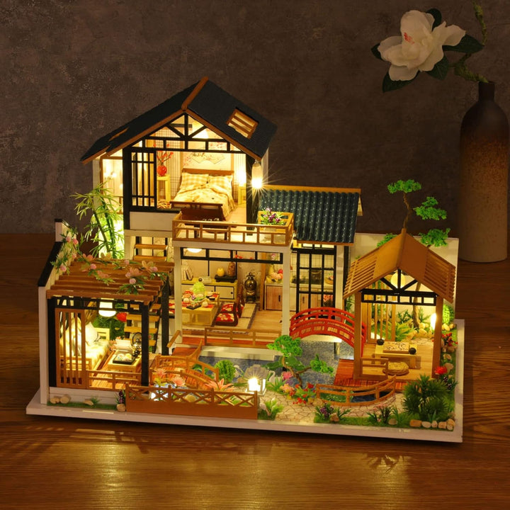 Cuteefun DIY Miniatur Puppenhaus Kit zum BAU Miniatur Haus mit Musik Möbeln und Werkzeugen Selber Ba