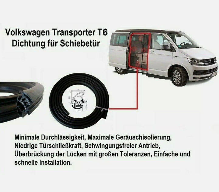 LLS-GERMANY Schiebetürdichtung Kompatibel mit V.W. T6 BUS MULTIV. Gummidichtung Schiebetür Dichtung
