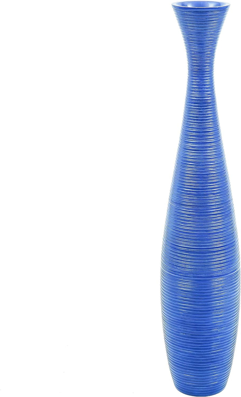 Leewadee Grosse Bodenvase für Dekozweige hohe Standvase Design Holzvase, Holz, 70 cm, blau 70 cm Bla