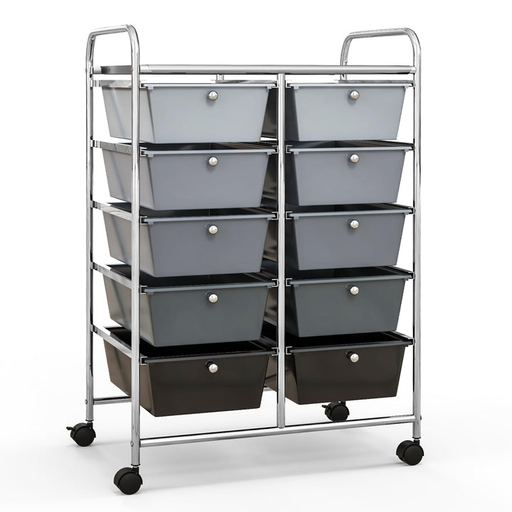 KOMFOTTEU Rollwagen mit 10/15 Schubladen stapelbar, Badrollwagen Rollcontainer mit Metallrahmen, All