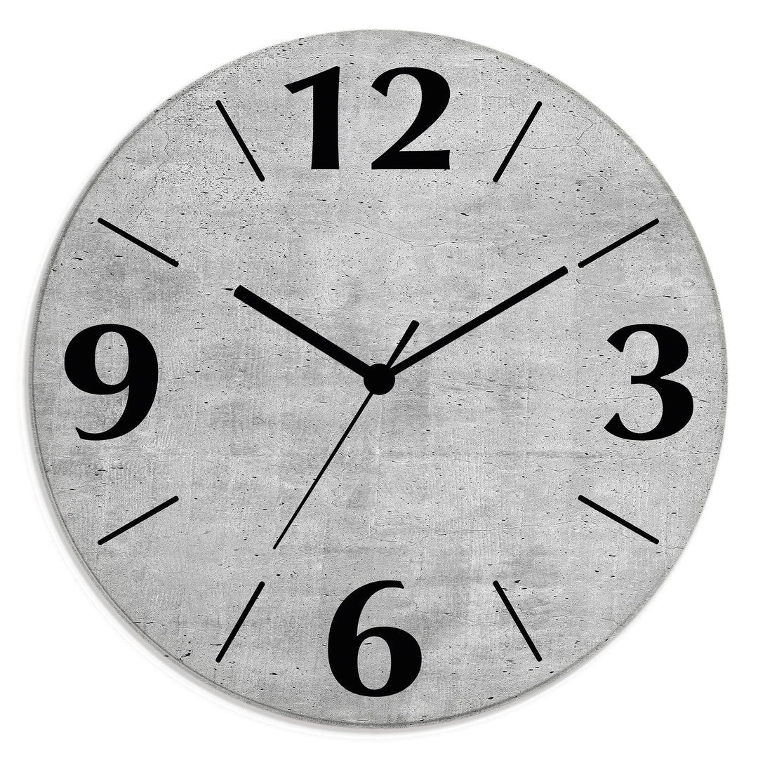 ARTLAND Wanduhr ohne Tickgeräusche aus Glas Quarzuhr Ø 30 cm Rund Lautlos Ø 30 cm Grauer Beton Optik