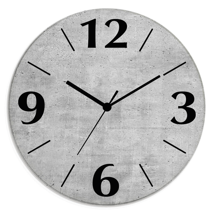 ARTLAND Wanduhr ohne Tickgeräusche aus Glas Quarzuhr Ø 30 cm Rund Lautlos Ø 30 cm Grauer Beton Optik
