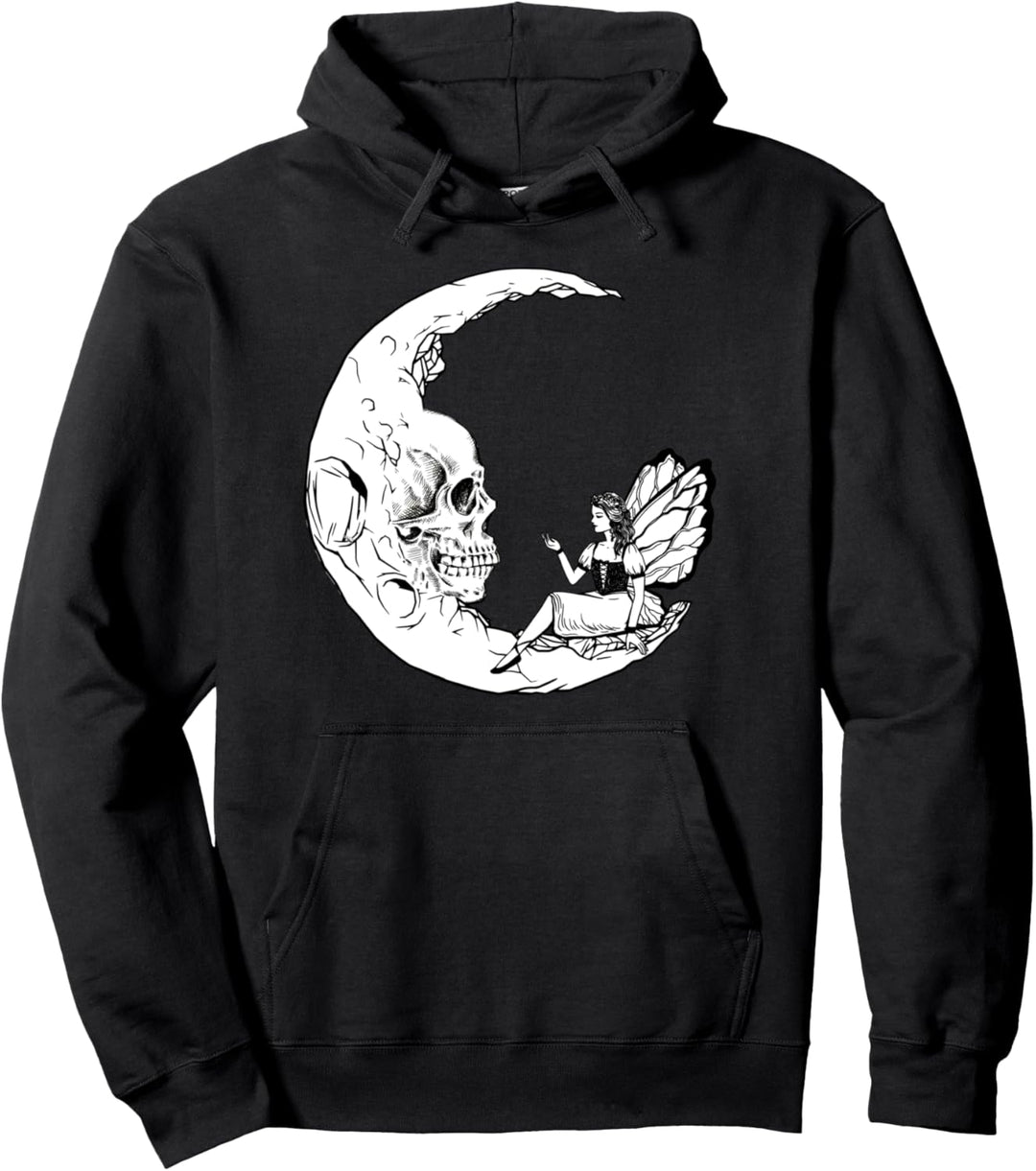 Gothic Skull Moon Goth Fairy Grunge Dark Fairycore Witchy Pullover Hoodie