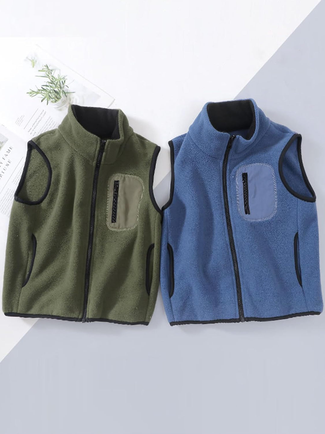 Kleinkind Kinder Fleeceweste Stehkragen Ärmellose Jacke Polar Fleece Reissverschluss Weste Solide El