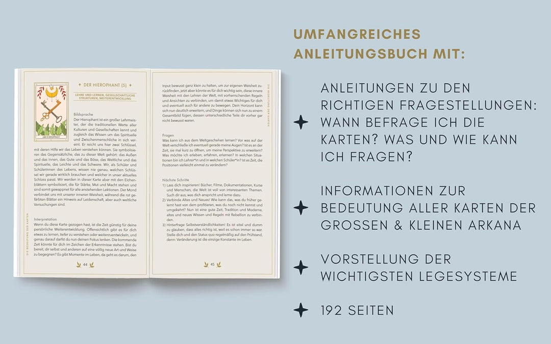 Tarotkarten: Tarotkarten mit Buch, Set für Anfänger: ausführliche Beschreibungen zu Fragen, Karten u
