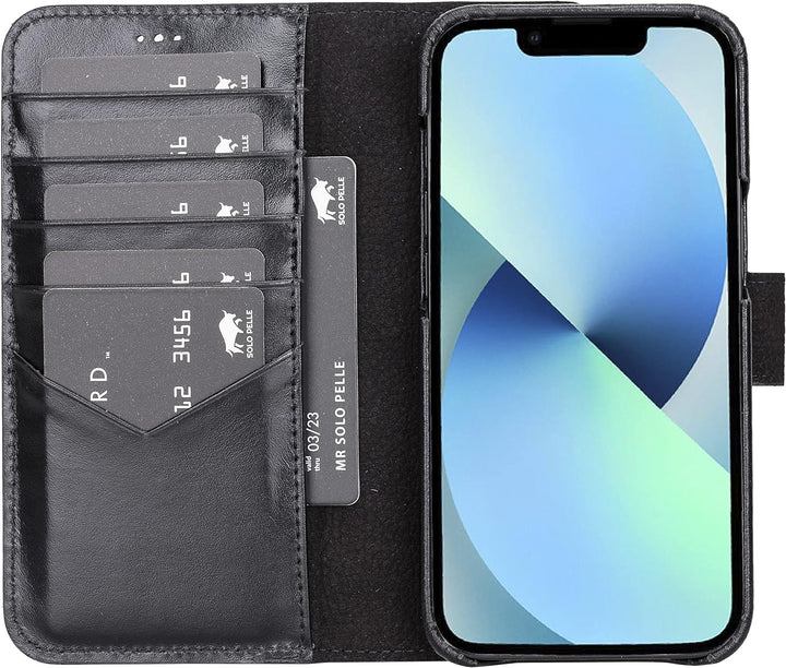 Solo Pelle Lederhülle kompatibel für iPhone 13 in 6.1 Zoll abnehmbare Hülle (2in1) inkl. Kartenfäche