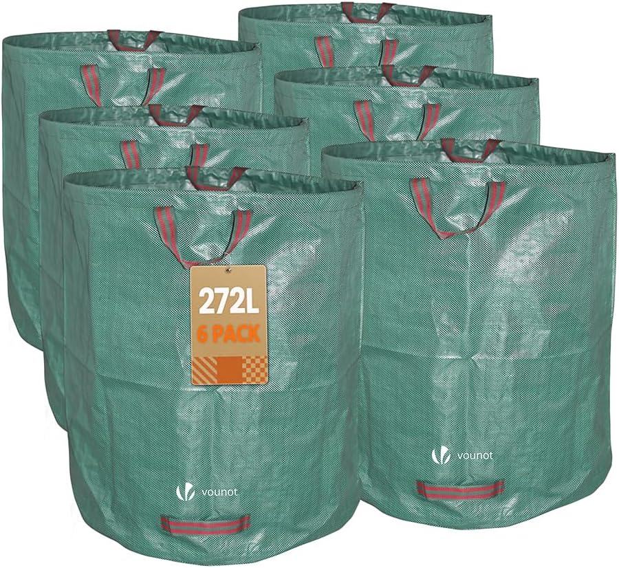 VOUNOT Gartenabfallsack 272 Liter, 6er Gartensäcke für Grünabfall, Selbststehend und Falt, Laubsack