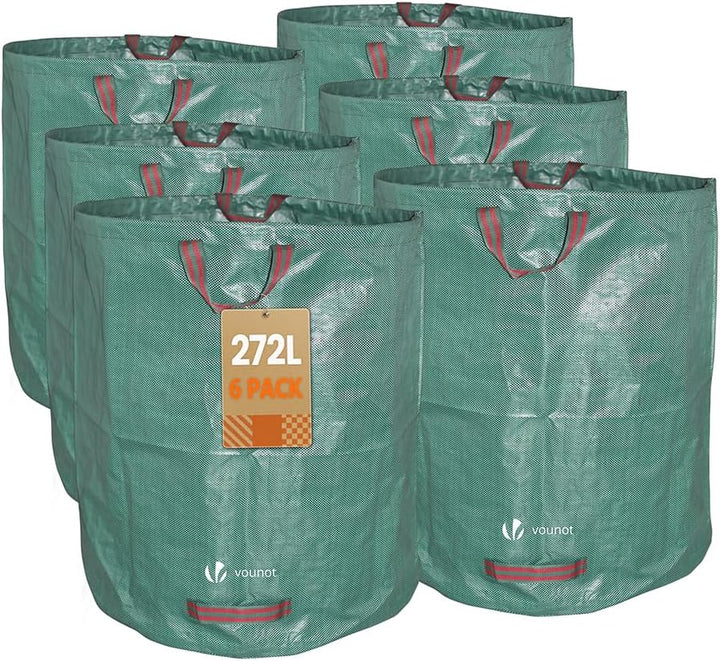 VOUNOT Gartenabfallsack 272 Liter, 6er Gartensäcke für Grünabfall, Selbststehend und Falt, Laubsack
