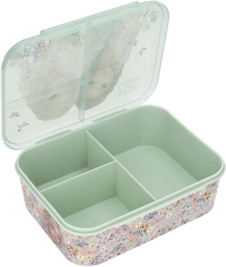 Depesche 13410 TOPModel Summer Feeling - Brotdose in Grün und Rosa, mit Model Motiv und Blumen Muste
