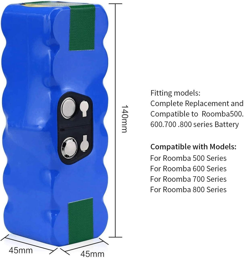 melasta 6400mAh Li-Ionen Ersatz Akku kompatible mit Roomba Staubsauger 500 600 700 800 Serie 510 520