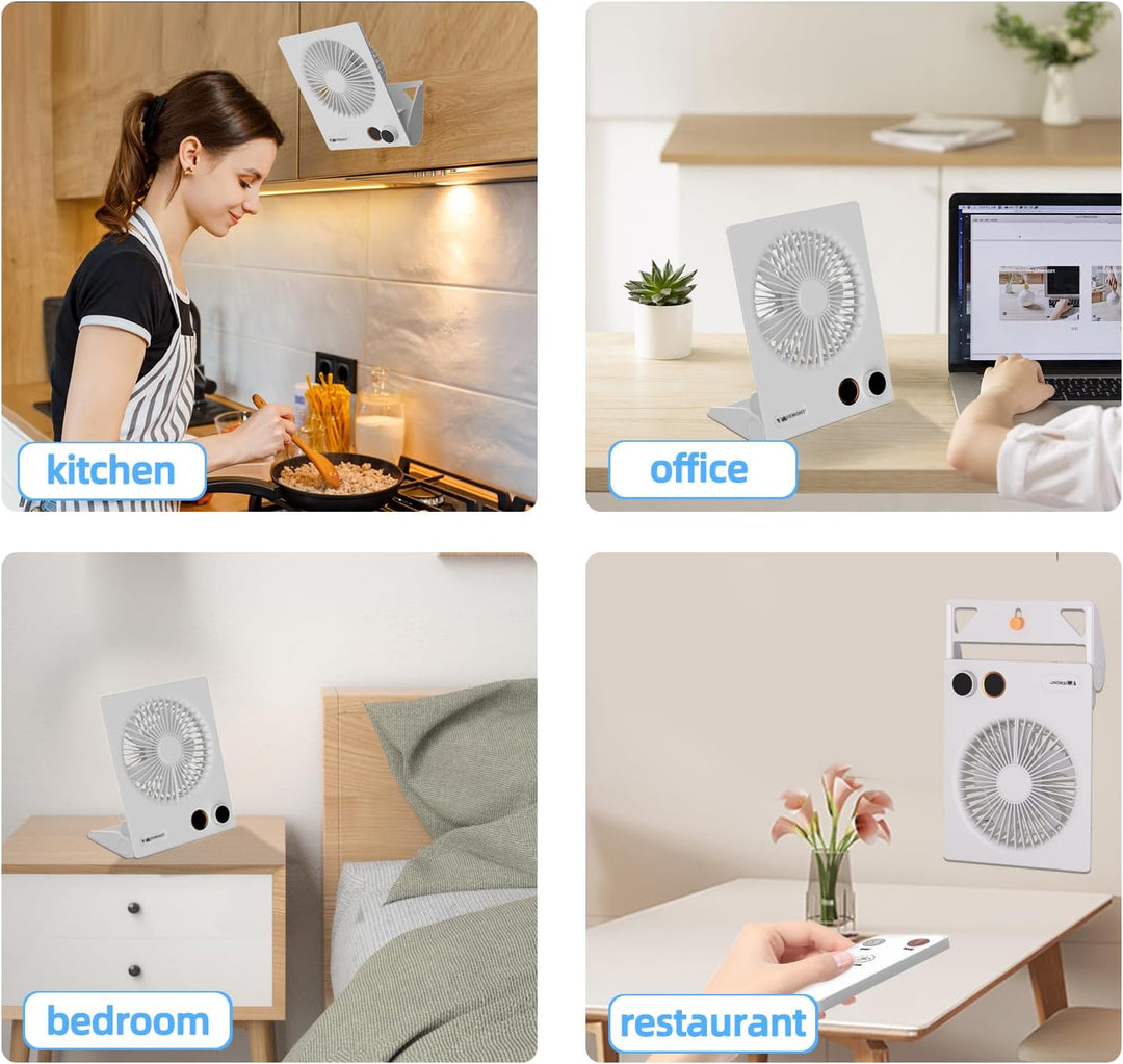 VEMONT Mini Tischventilator, USB Ventilator,5000mAh Akku-Ventilator,180°Kippbarer tragbarer Ventilat
