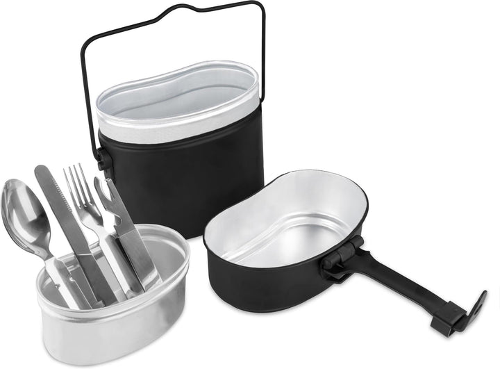 Original Bundeswehr Essgeschirrset Essbesteck + BW Aluminium Kochgeschirr Camping-Geschirr Besteck-S