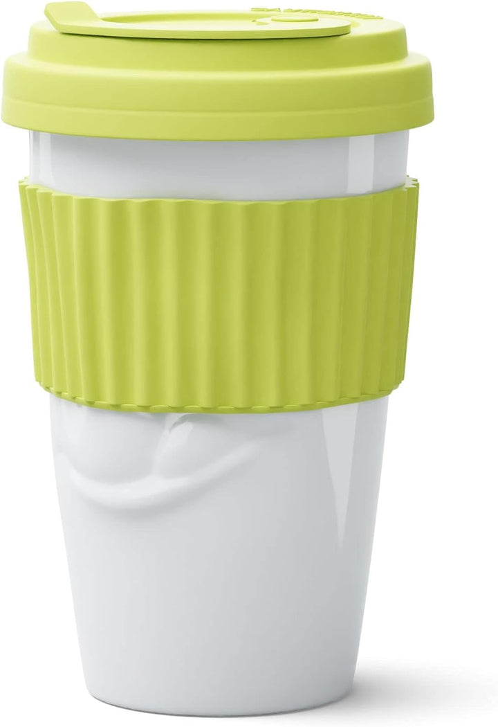 FIFTYEIGHT PRODUCTS / Becher ToGo „Lecker“ (Porzellan, 400ml, Limette, Made in Germany)