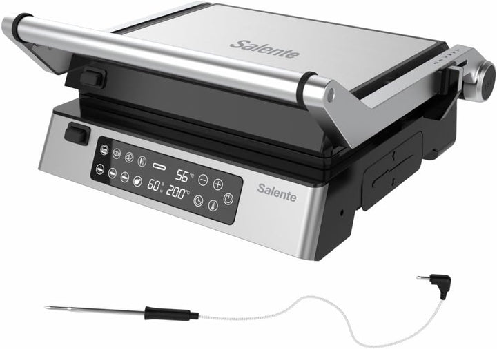 FlamePro Kontaktgrill mit externem Temperaturfühler, 8 Programme, antihaftbeschichtete Grillplatte,