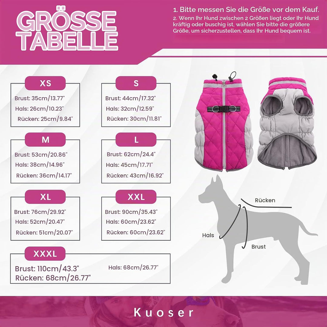 Kuoser Hunde-Wintermantel, wasserdicht, kaltes Wetter, warme Jacke für kleine, mittelgrosse und gros