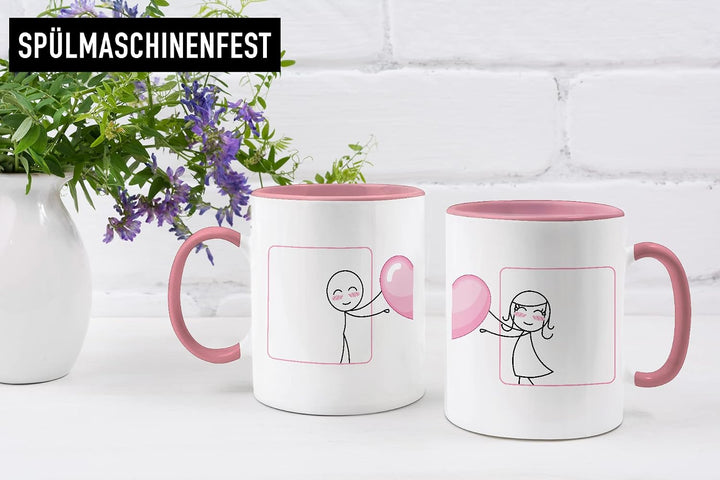 Trendation - Fernbeziehung Geschenke Tassen Set Partner Liebe Geschenk für Freundin Freund Liebesges