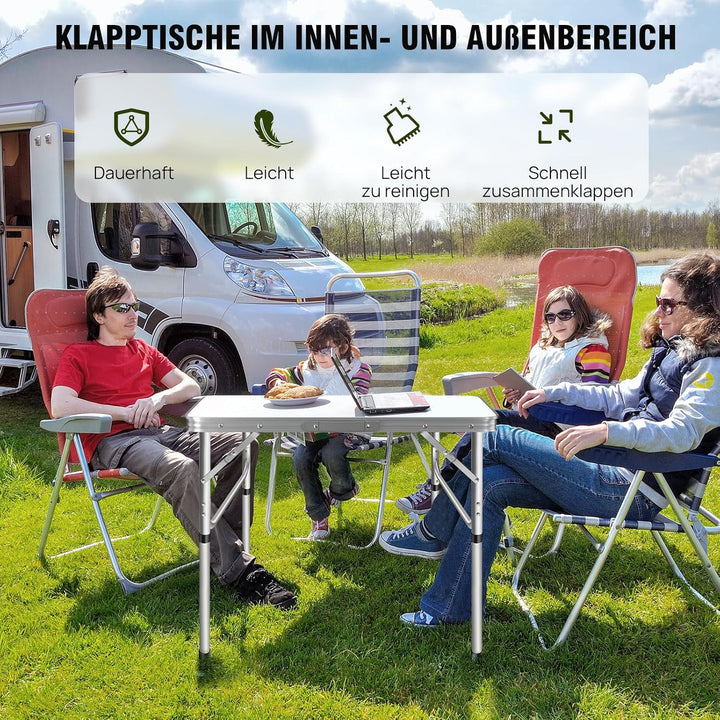 HSHa Buffettisch Tisch Klappbar Campingtisch Klapptisch Verstellbare Höhe 33/70cm, Camping-Aluminium
