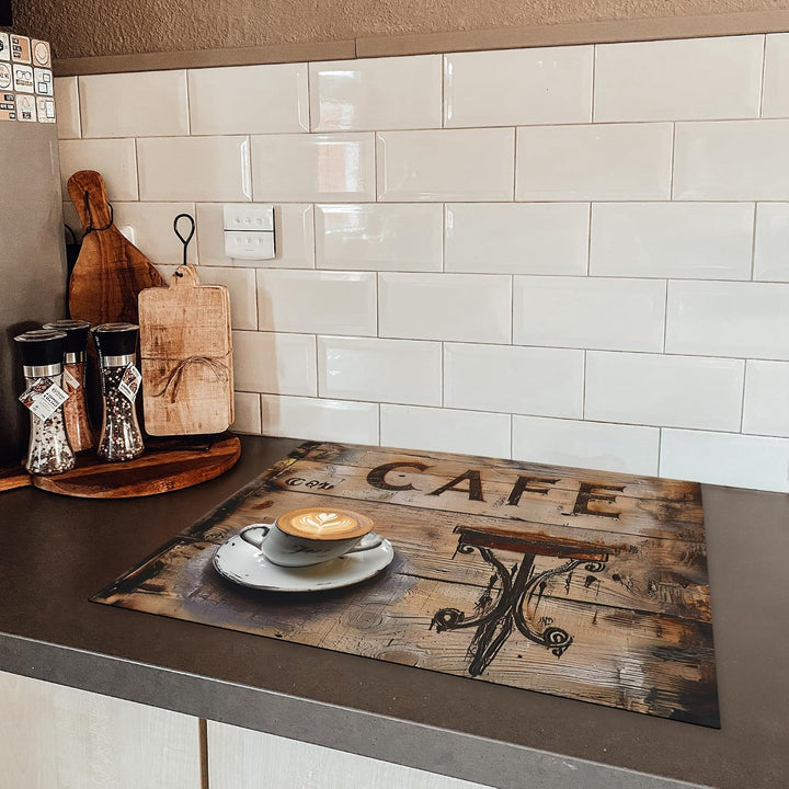 KitchenYeah© Herdabdeckplatte Einteilig Herdabdeckung Abdeckplatte Kaffee - Holz 52L x 65B cm, Kaffe