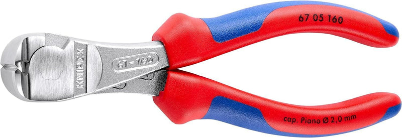 Knipex Kraft-Vornschneider verchromt, mit Mehrkomponenten-Hüllen 160 mm 67 05 160 160 mm verchromt M