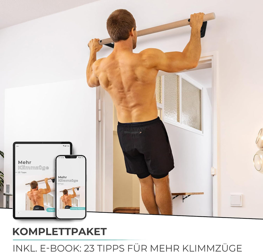 Pullup &amp; Dip Holz Klimmzugstange Wand - Buchenholz Klimmzugstange zur Wandmontage über Türrahmen, 40