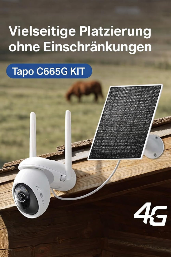 Tapo C665G KIT 4K 4G LTE Überwachungskamera mit SIM Kartenslot | Solar 360° Kamera mit 10000mAh Akku
