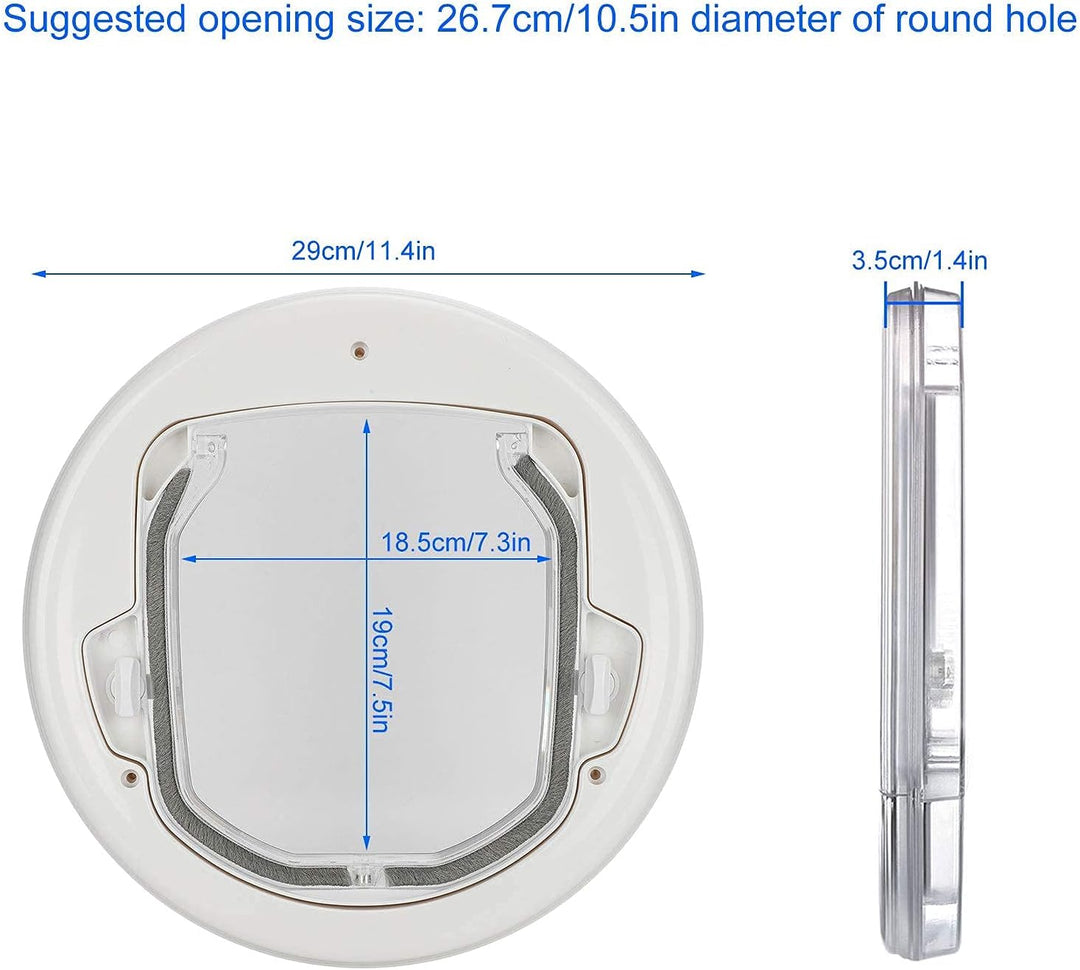 Cat Flap Door 4 Wege Verriegelung Pet Flap Door Runde Magnetische Hundetür In & Out Sichere Haustier