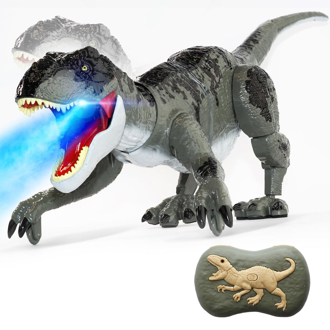 LEAPRCSTORE Ferngesteuertes Dinosaurier Spielzeug für Kinder mit Sprühen | Lichtern und Brüllen, Ele