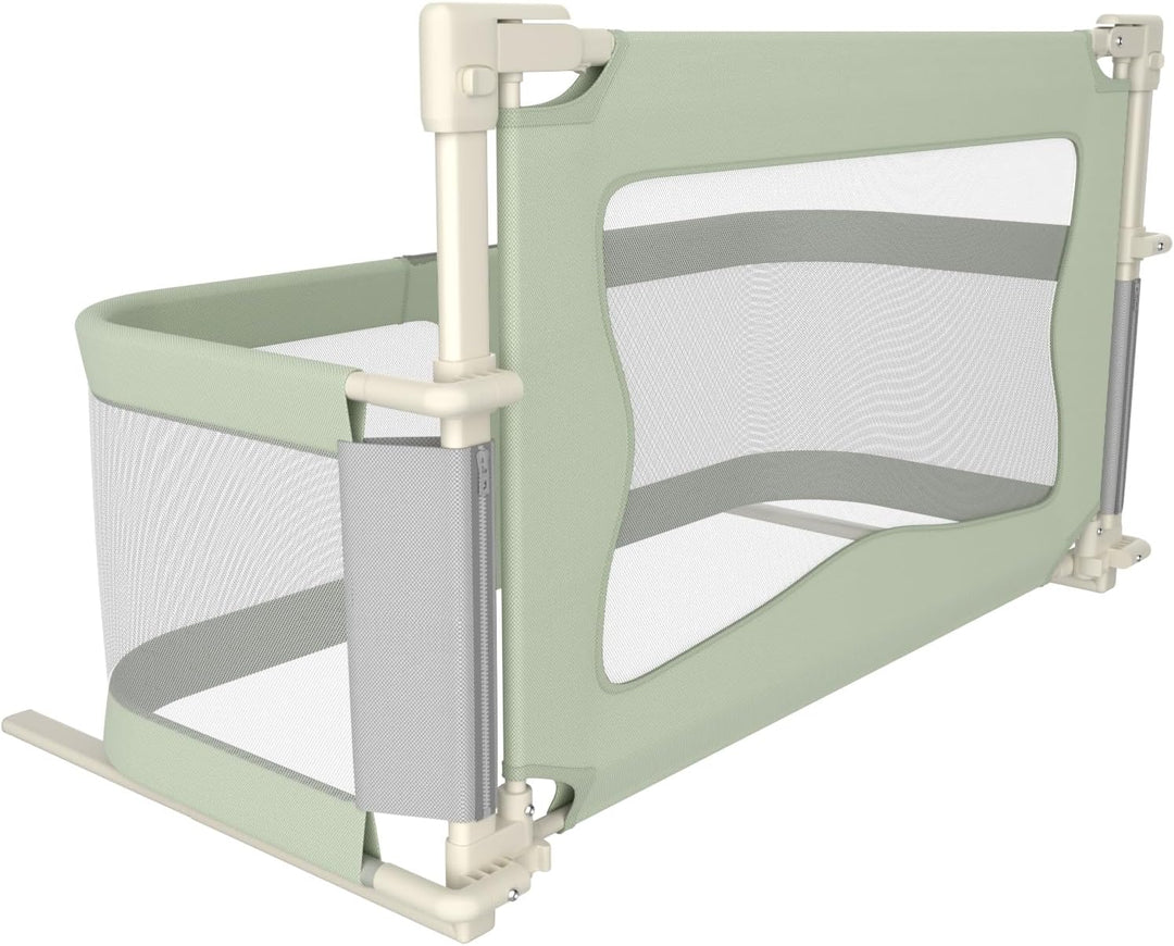 HUOLE Bettschutzgitter mit Verstellbarer Gurte,Rausfallschutz Bett 180° faltbar für Boxspringbett, B