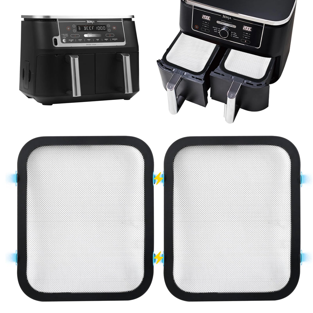 2 Stück Edelstahl Spritzschutz Heissluftfritteuse Zubehör Kompatibel mit Ninja Foodi Max Dual Zone A