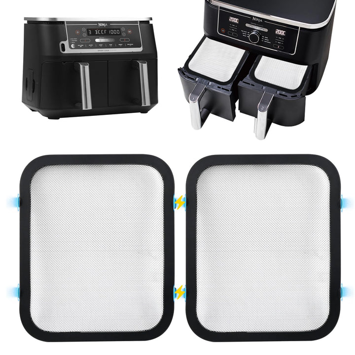 2 Stück Edelstahl Spritzschutz Heissluftfritteuse Zubehör Kompatibel mit Ninja Foodi Max Dual Zone A