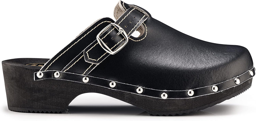 ESTRO Clogs Damen Holz Leder - Clogs Herren Damen Clogs Leder Holzschuhe Herren Holzclogs Damen mit