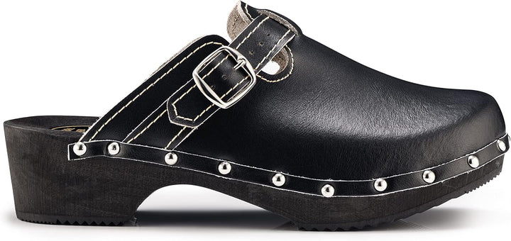 ESTRO Clogs Damen Holz Leder - Clogs Herren Damen Clogs Leder Holzschuhe Herren Holzclogs Damen mit