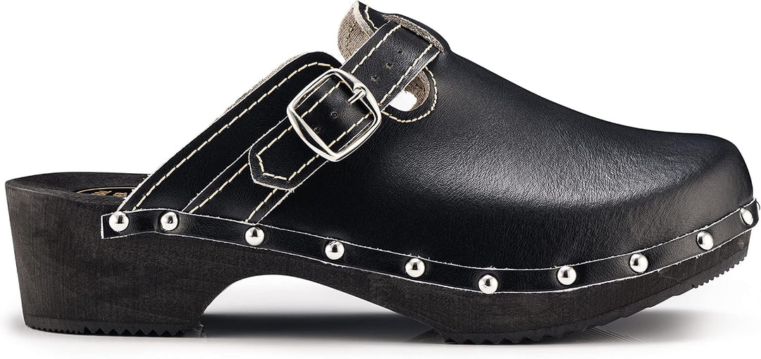 ESTRO Clogs Damen Holz Leder - Clogs Herren Holzschuhe Herren Holzclogs Damen mit rutschfest Sohle C
