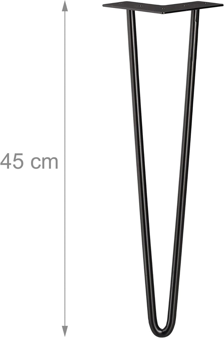 Relaxdays Hairpin Legs, 4er Set, 2 Streben, Metall, Haarnadel Tischbein für Hocker, Tisch & Schrank,