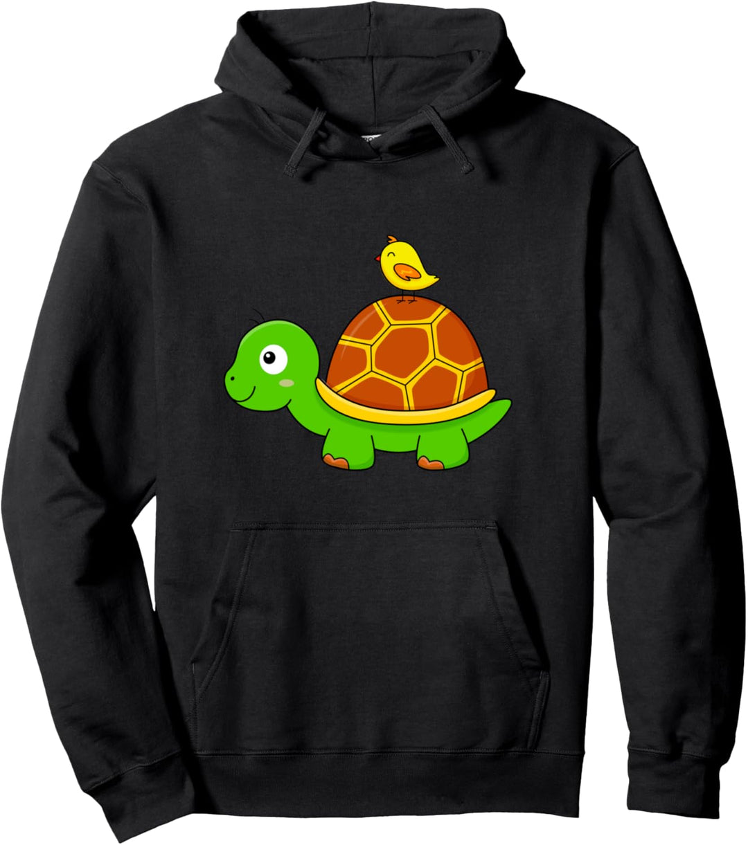 Kleine Schildkröte mit Vogel Damen Herren Babyschildkröte Pullover Hoodie