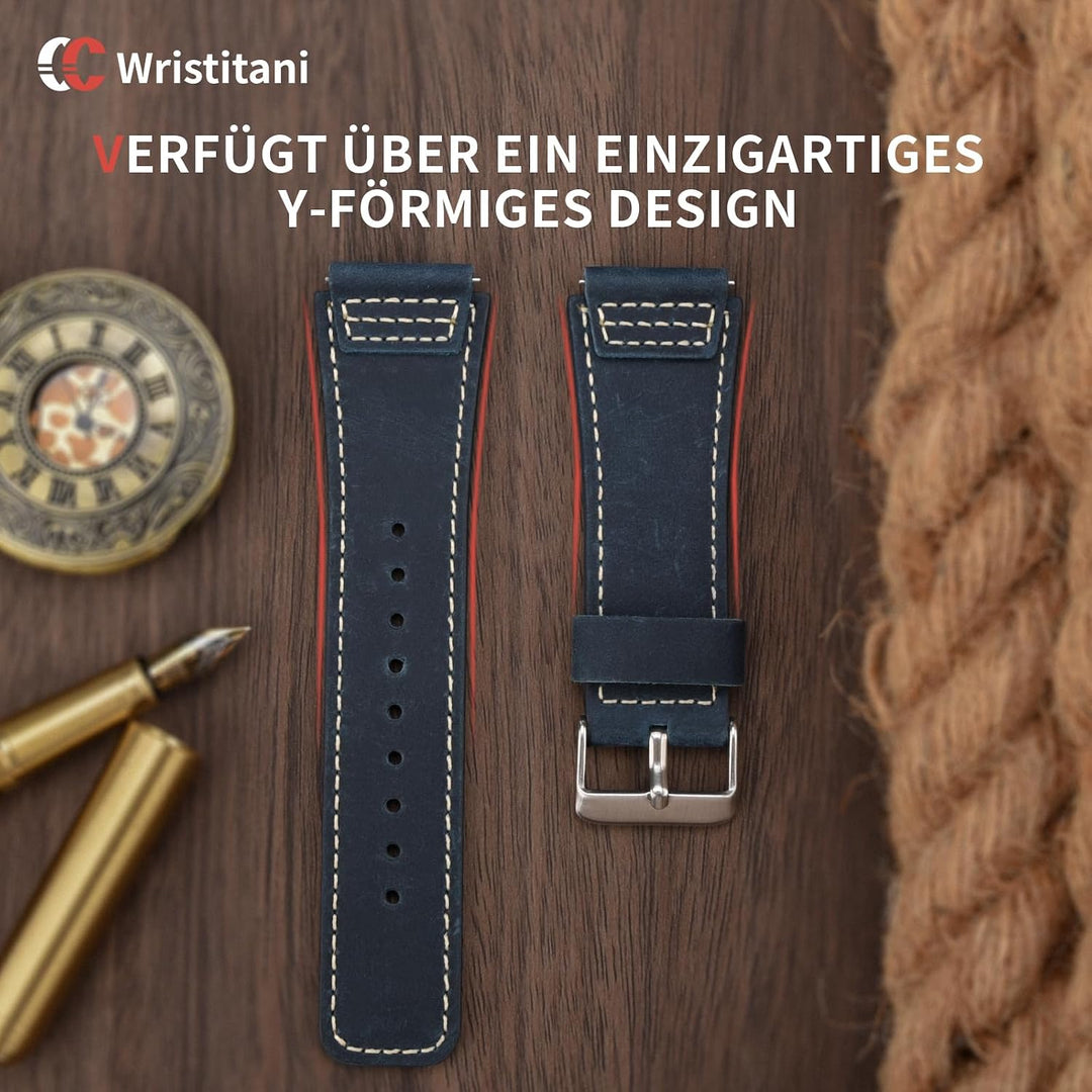 Wristitani Leder Uhrenarmband 22mm 20mm 18mm 19mm 21mm 23mm 24mm 26mm | Kompatibel mit Samsung Galax