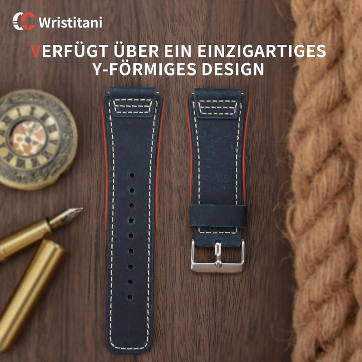 Wristitani Leder Uhrenarmband 22mm 20mm 18mm 19mm 21mm 23mm 24mm 26mm | Kompatibel mit Samsung Galax