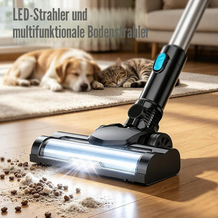 Gisam Akku Staubsauger Kabellos 55000 Pa/650W/70Min, Bürstenloser Motor Mit DREI verschiedenen Bürst