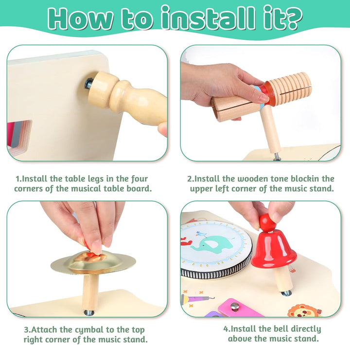 LZMDY Schlagzeug Kinder, 11-in-1 Trommel Musikinstrumente für Kinder ab 1 2 3 Jahr mit Xylophon, Kin