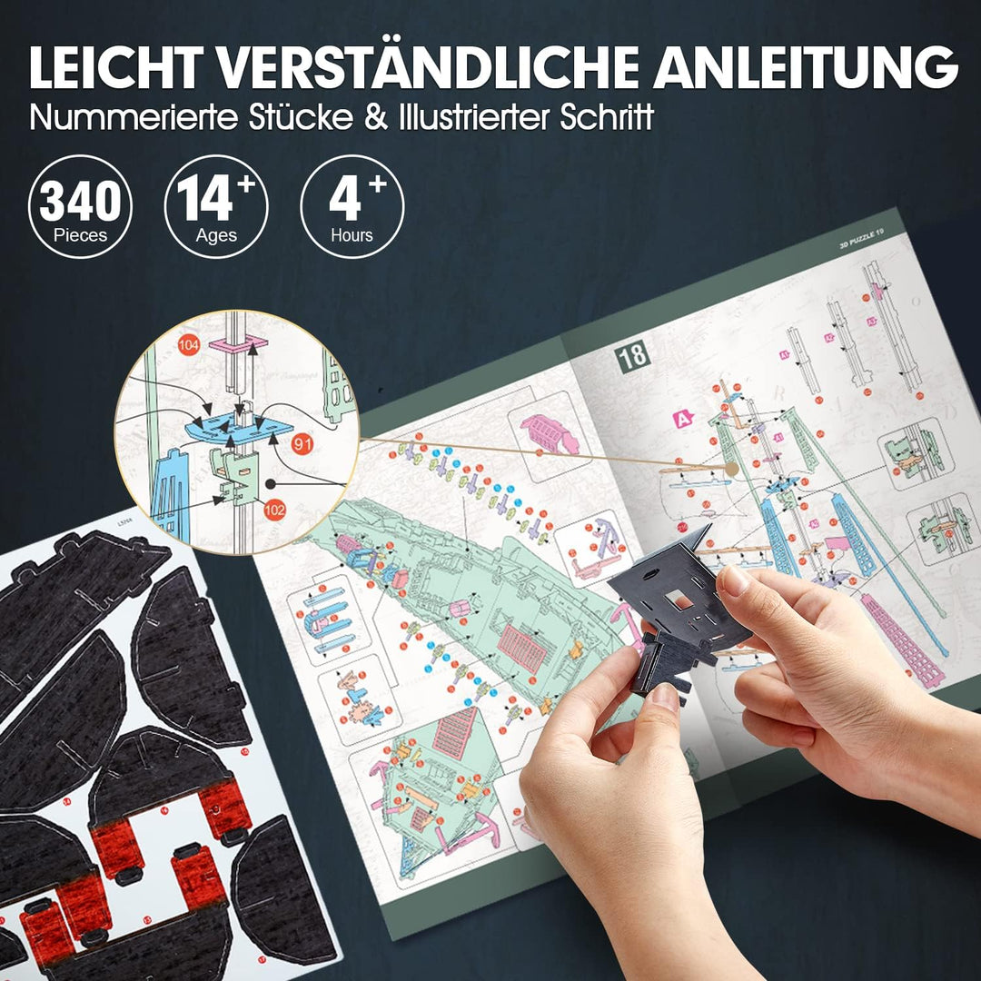 CubicFun Puzzle 3D LED 68 cm Black Pearl – Modell eines Bootes der Queen Anne's Revenge, Geburtstags