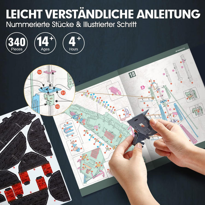 CubicFun Puzzle 3D LED 68 cm Black Pearl – Modell eines Bootes der Queen Anne's Revenge, Geburtstags