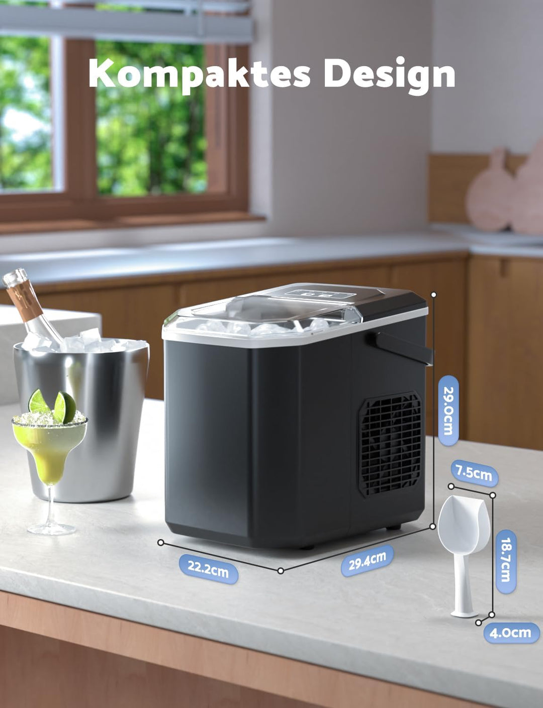 Eiswürfelmaschine, Eiswürfelbereiter Ice Maker 6-13Min Produktionszeit Ice Cube Maker, Eiswürfel Mas