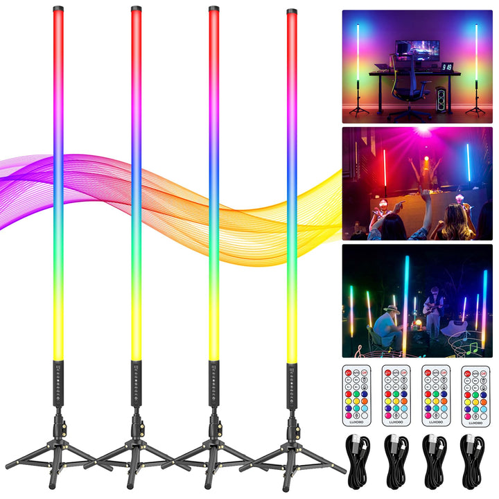 2 Stück 90cm LED Videolicht Mood1 Pro mit Stativ, LED Handheld Fotografie Lichtdimmbar und Musikmodu