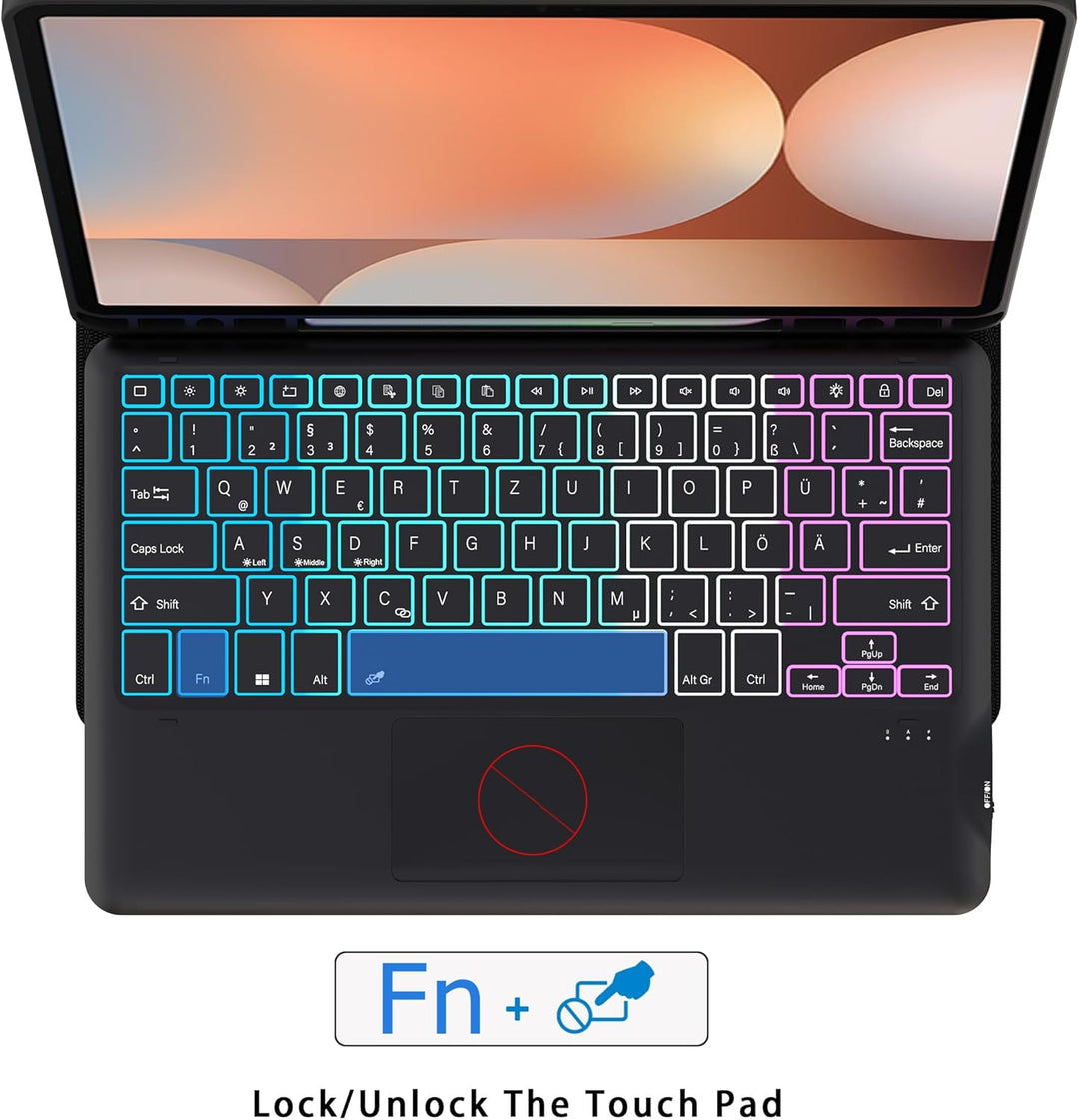 ROOFEI Galaxy Tab S9 FE+/S9 Plus Hülle mit Tastatur: 12.4 Zoll Galaxy Tab S9+ Abnehmbar Tastatur mit