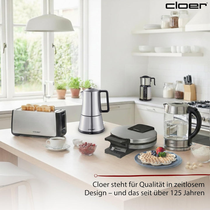Cloer 5928 Espresso-Kocher / 365 W / für 3-6 Tassen Espresso / Edelstahlgehäuse Edelstahl 3-6 Tassen