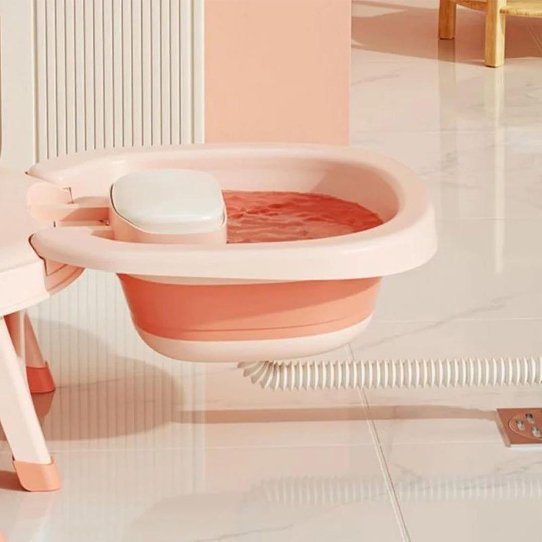 Klappbarer Baby Shampoo Stuhl | Klappbarer Shampoonier-Sessel - Verstellbare Kopfstütze Rinse-Sitz F